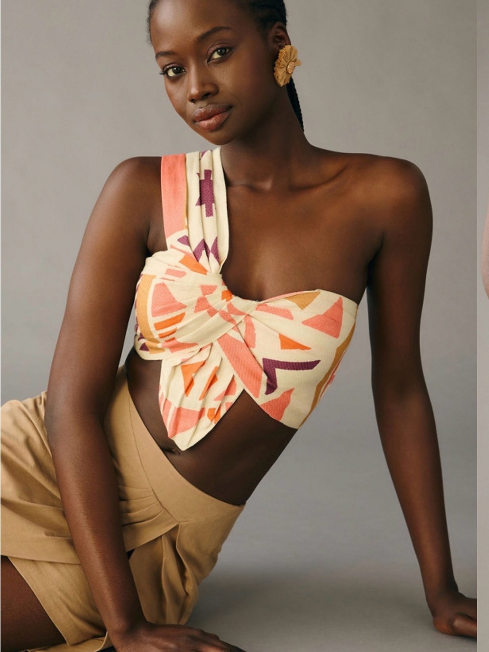 New Anthropologie Ranna Gill One-Shoulder Crop Top Size M